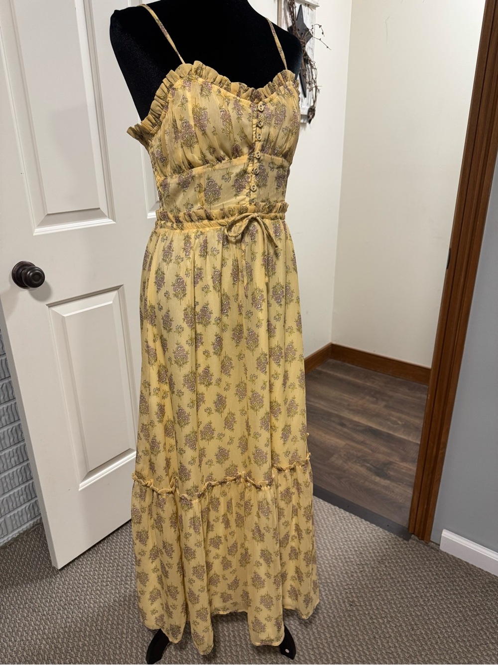 Patrons of Peace Yellow Floral Tiered Maxi Sundress - Picture 2 of 5